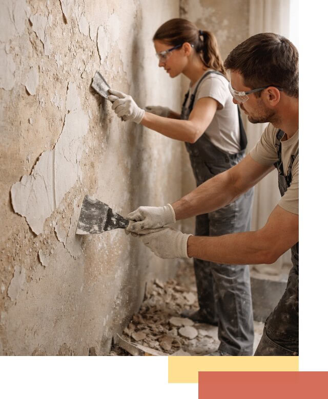 Снятие старой шпаклевки и подготовка поверхностей в Крымске