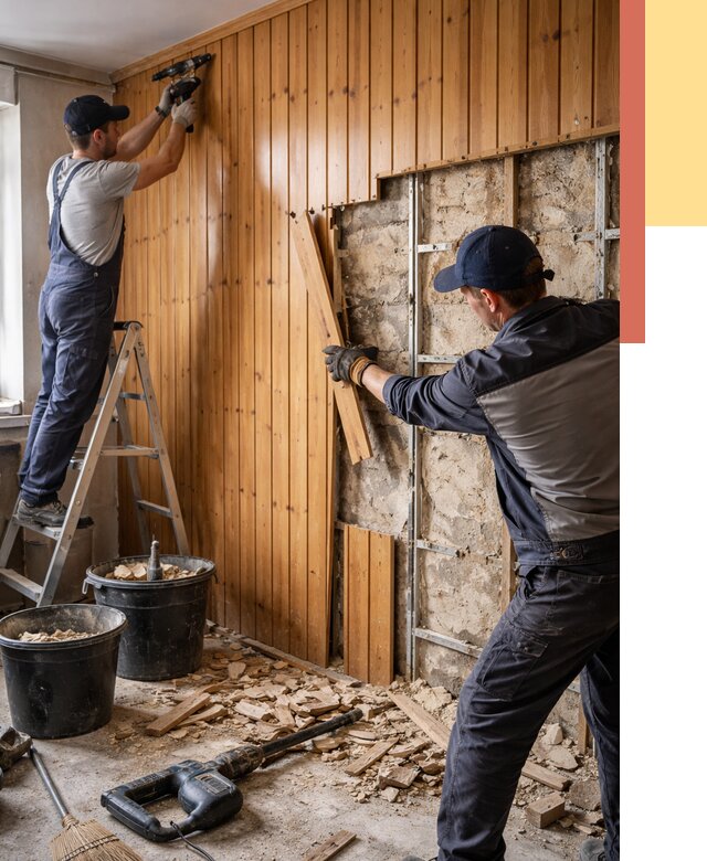 Демонтаж вагонки со стен в Крымске от 1503 руб. — снятие, удаление, срочно | ОТДЕЛОЧНИК-Крм