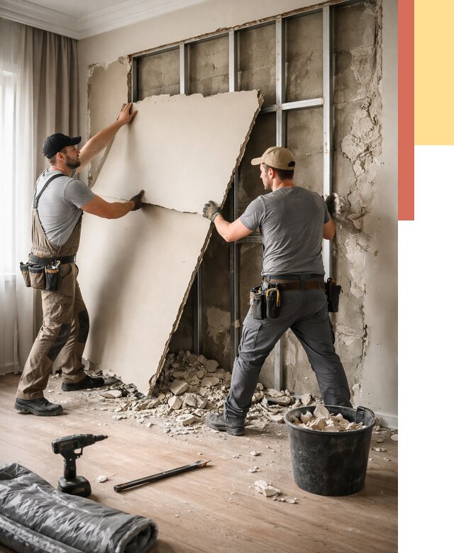 Демонтаж гипсокартона со стен в Крымске от 363 руб. — услуги демонтажа | ОТДЕЛОЧНИК-Крм