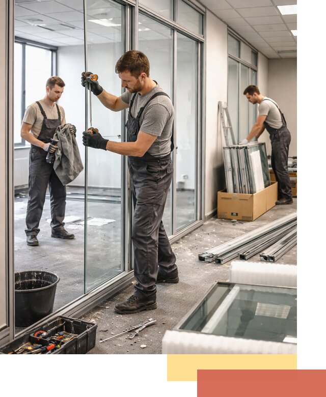 Демонтаж стеклянных перегородок в Крымске быстро и безопасно