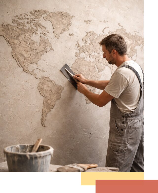 Декоративная штукатурка «Карта мира» под ключ в Крымске