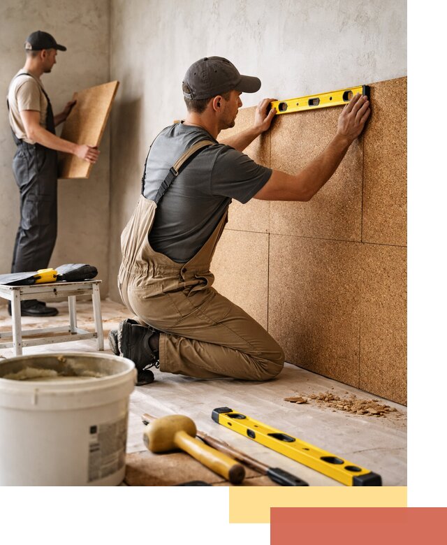 Монтаж пробковых панелей на стены в Крымске быстро и качественно