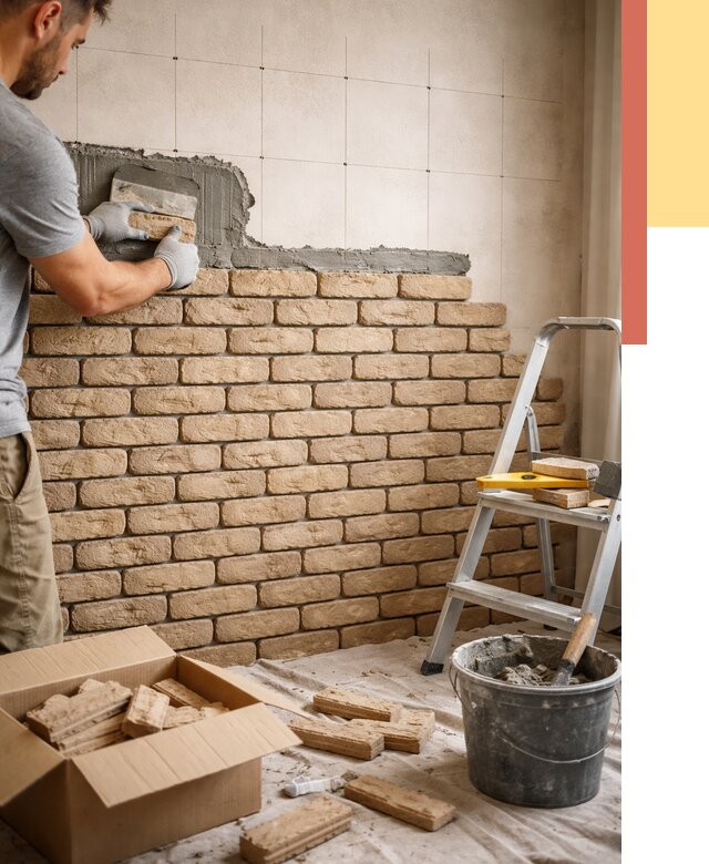 Монтаж декоративного кирпича в Крымске от 3316 руб./м² — быстро и недорого | ОТДЕЛОЧНИК-Крм