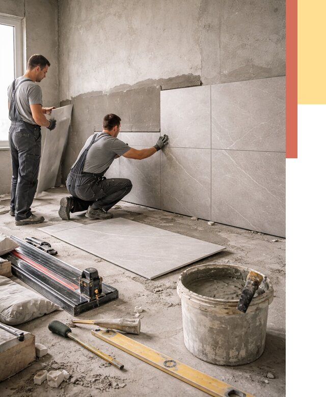 Облицовка стен керамогранитом в Крымске от 4352 руб./м² — услуги под ключ | ОТДЕЛОЧНИК-Крм