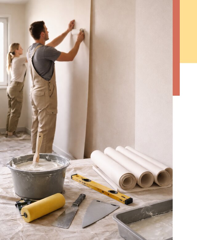 Поклейка бумажных обоев в Крымске от 5700 руб./м2 — быстро и недорого | ОТДЕЛОЧНИК-Крм