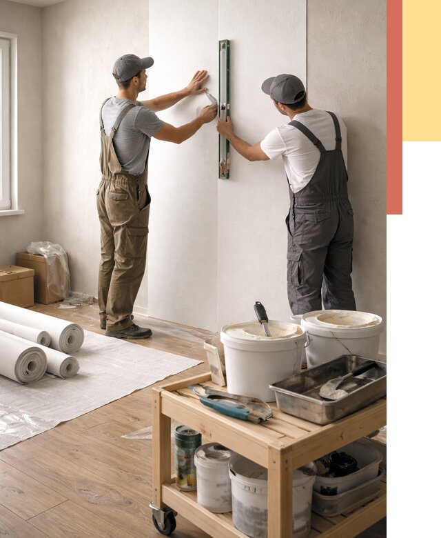 Поклейка стеклообоев в Крымске от 6736 руб. за м2 — быстро и недорого | ОТДЕЛОЧНИК-Крм