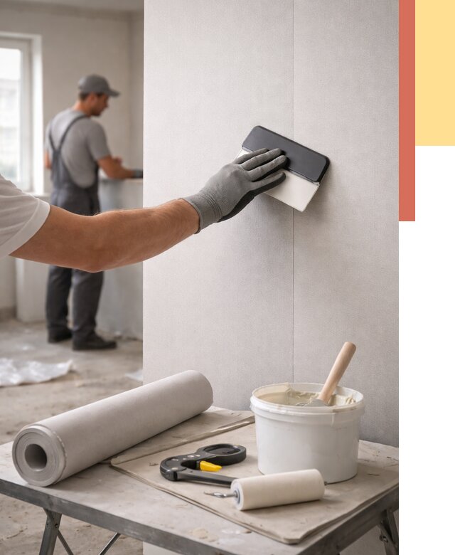 Поклейка обоев под покраску в Крымске от 3627 руб. за м2 | ОТДЕЛОЧНИК-Крм