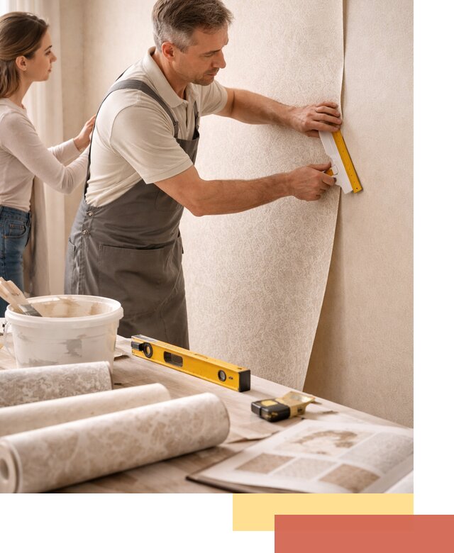 Поклейка обоев с подбором рисунка в Крымске