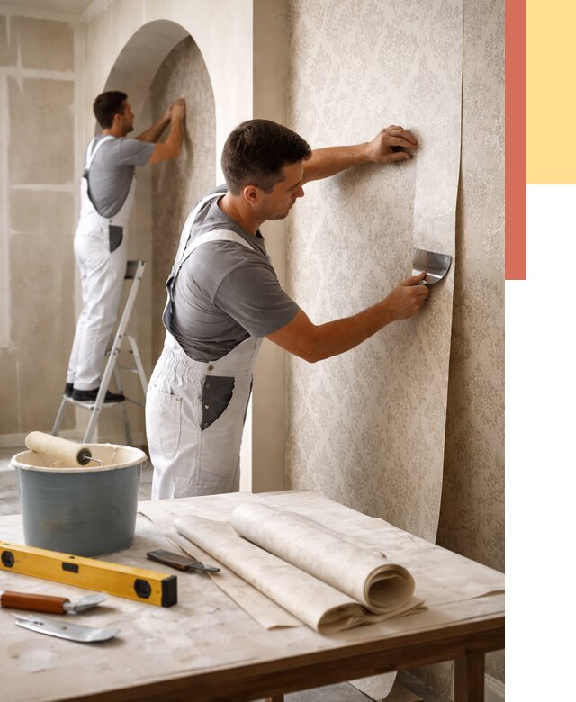 Поклейка обоев на сложные стены в Крымске от 2902 руб. под ключ | ОТДЕЛОЧНИК-Крм