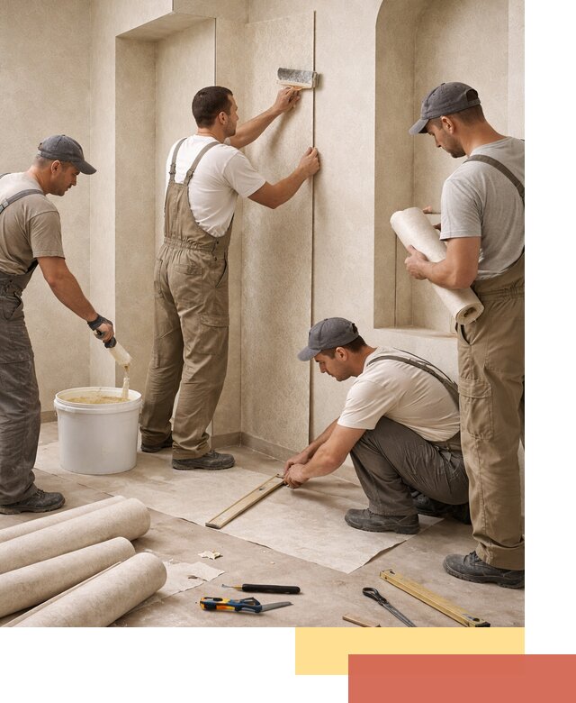 Поклейка обоев на сложные стены и неровные поверхности в Крымске