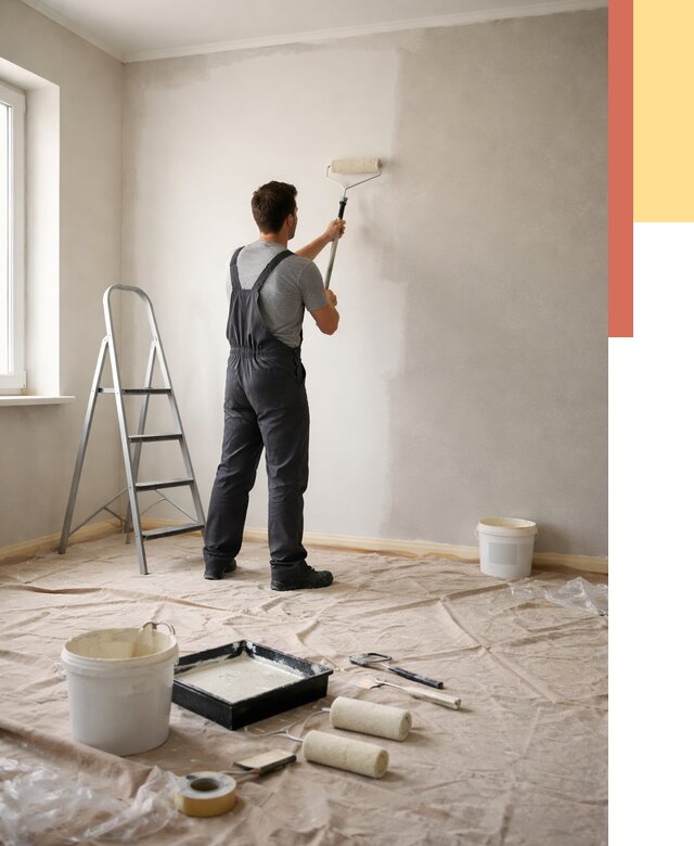 Покраска стен моющейся краской в Крымске от 363 руб./м² — быстро и недорого | ОТДЕЛОЧНИК-Крм