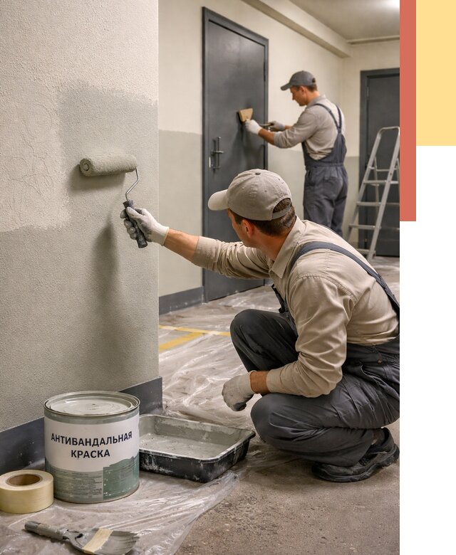 Покраска стен антивандальной краской в Крымске от 4663 руб./м² под ключ | ОТДЕЛОЧНИК-Крм