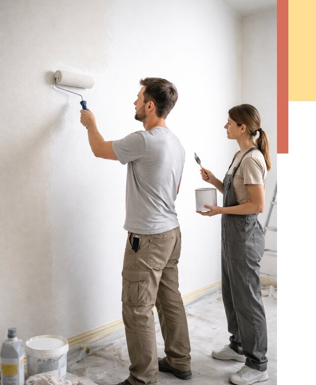 Окраска стен по стеклохолсту в Крымске от 4663 руб/м² под ключ | ОТДЕЛОЧНИК-Крм