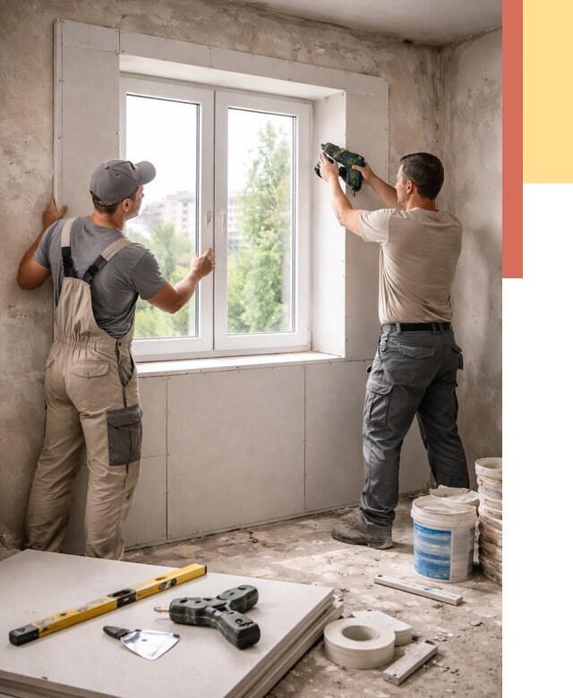 Монтаж откосов из гипсокартона в Крымске от 4663 руб. под ключ | ОТДЕЛОЧНИК-Крм