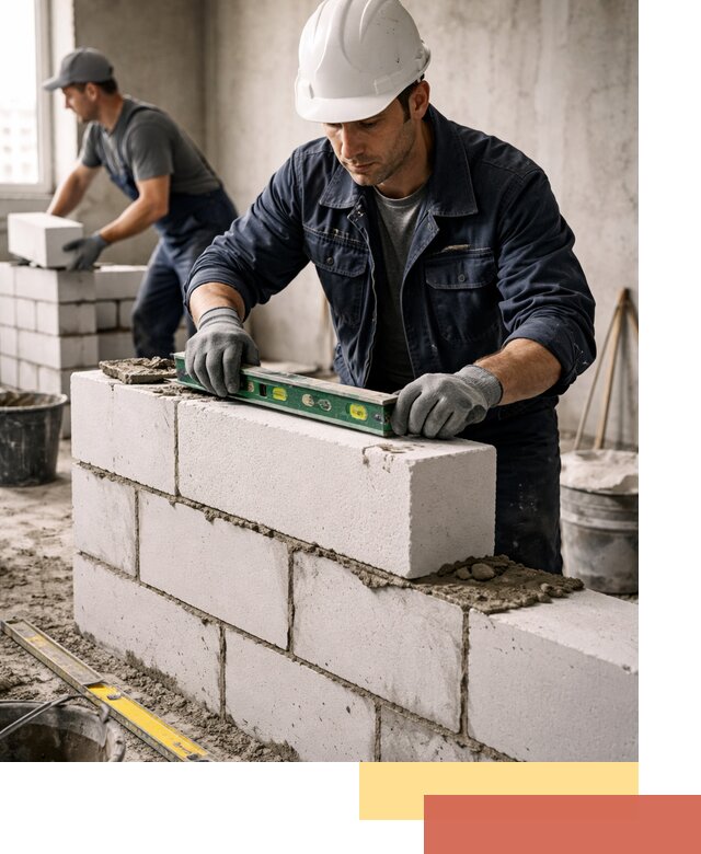 Кладка перегородок из пеноблока под ключ в Крымске