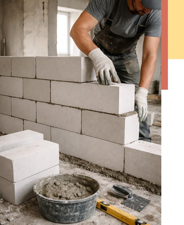 Кладка перегородок из силикатного блока в Крымске от 4145 руб. под ключ | ОТДЕЛОЧНИК-Крм