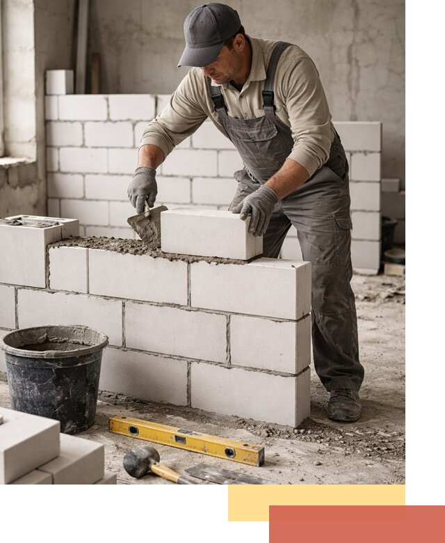 Кладка перегородок из силикатного блока в Крымске