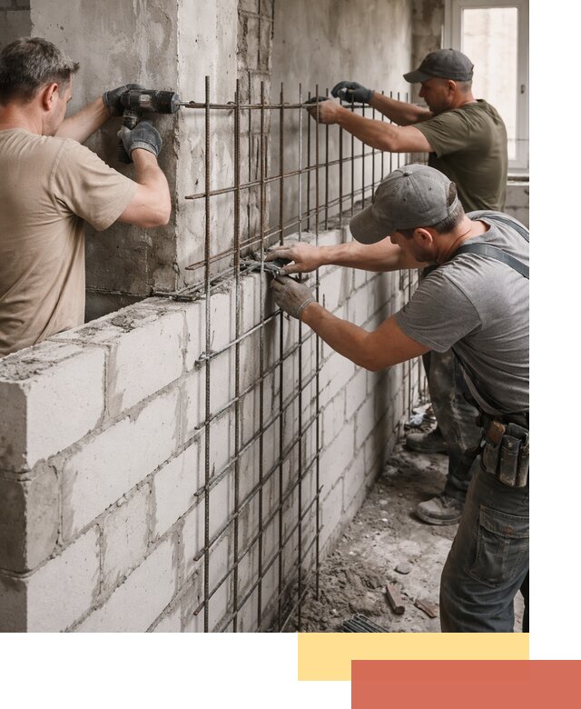 Армирование кладки перегородок в Крымске профессионально и надёжно