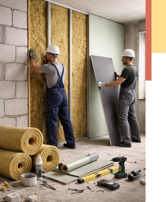 Шумоизоляция перегородок из блоков в Крымске от 1917 руб./м² — быстро и недорого | ОТДЕЛОЧНИК-Крм