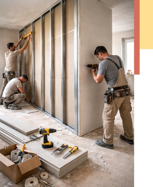 Монтаж однослойной перегородки из гипсокартона в Крымске от 674 руб. | ОТДЕЛОЧНИК-Крм