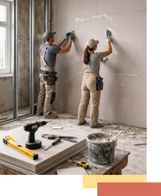 Монтаж двухслойной перегородки из гипсокартона в Крымске