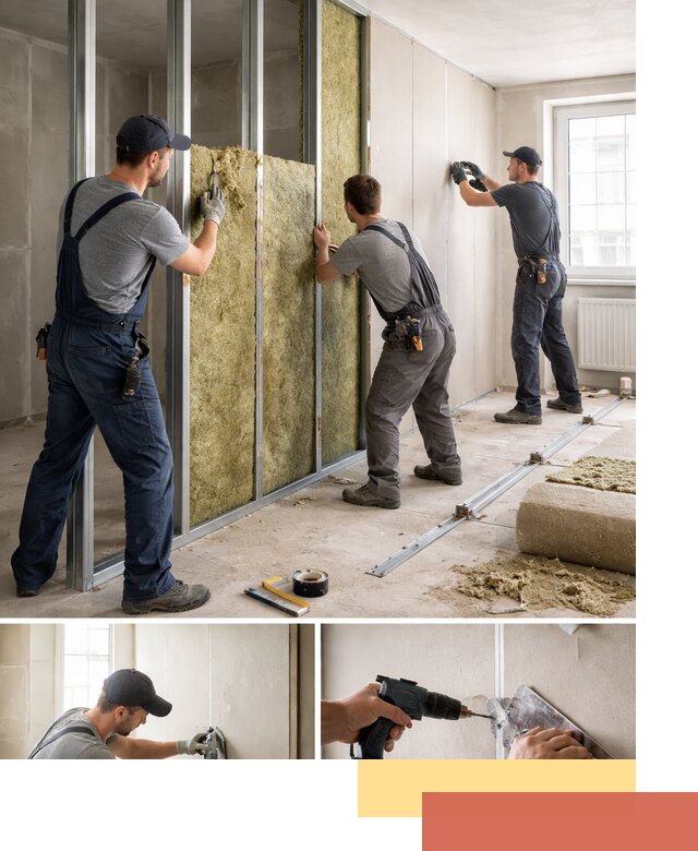 Перегородка из гипсокартона с шумоизоляцией в Крымске — монтаж под ключ