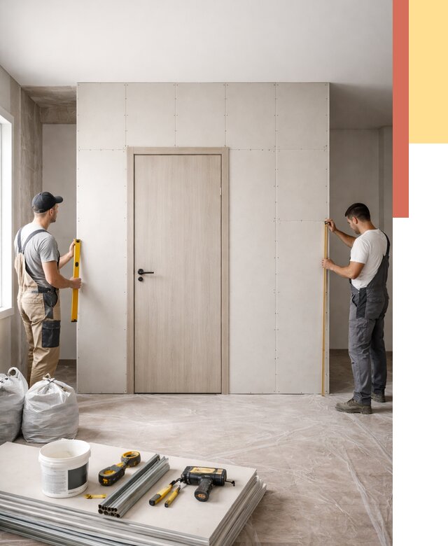 Перегородка из гипсокартона с дверью в Крымске от 4663 руб. под ключ | ОТДЕЛОЧНИК-Крм