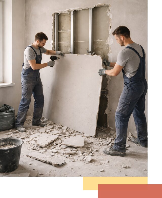 Демонтаж перегородки из гипсокартона в Крымске быстрый и аккуратный