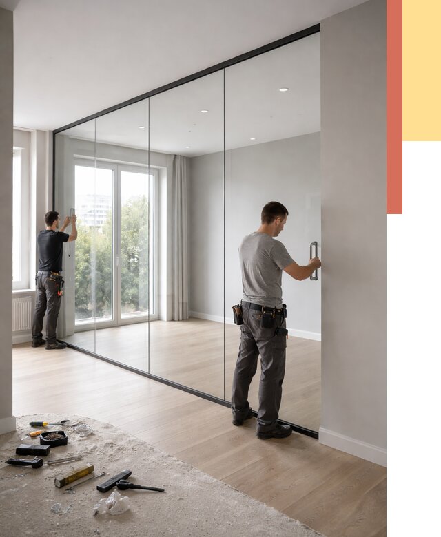 Изготовление стеклянных перегородок в Крымске от 12798 руб. под ключ | ОТДЕЛОЧНИК-Крм