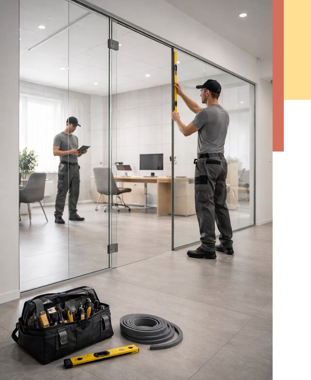 Цельностеклянные перегородки под ключ в Крымске от 9845 руб. — монтаж и цены | ОТДЕЛОЧНИК-Крм