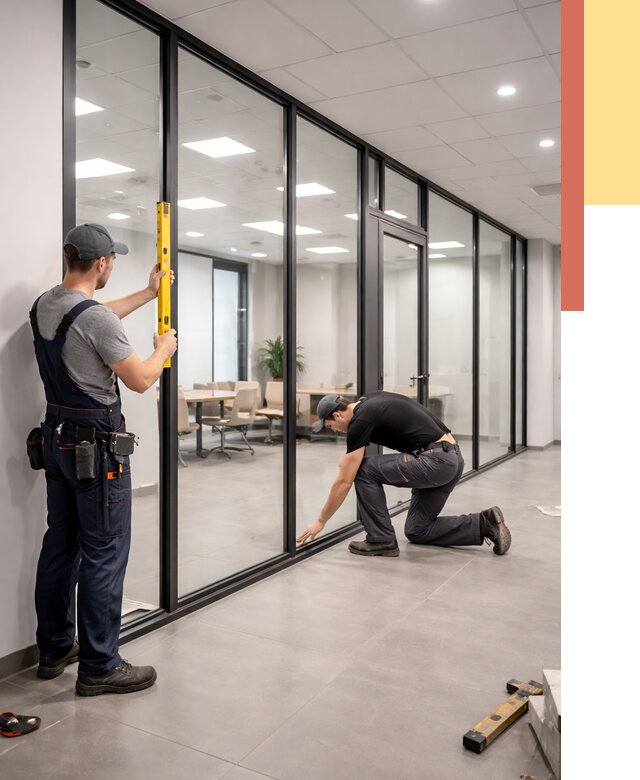 Каркасные стеклянные перегородки в Крымске под ключ от 9534 руб. | ОТДЕЛОЧНИК-Крм