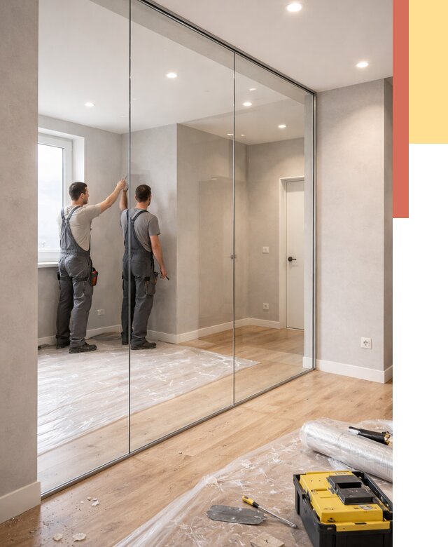 Безрамные стеклянные перегородки в Крымске — монтаж от 9845 руб. | ОТДЕЛОЧНИК-Крм