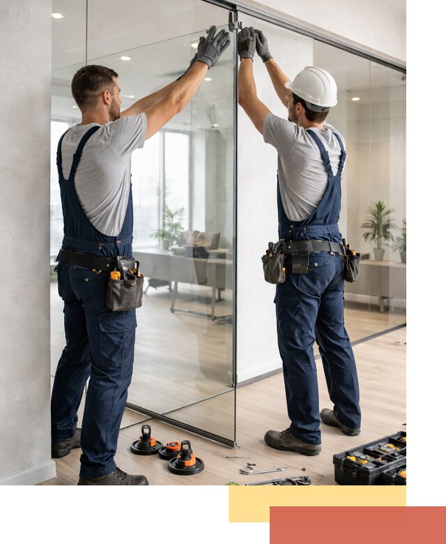 Безрамные стеклянные перегородки под ключ в Крымске