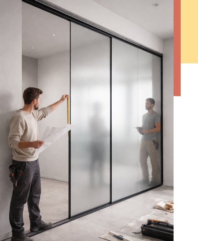 Матовые стеклянные перегородки в Крымске от 8809 руб. — монтаж и установка | ОТДЕЛОЧНИК-Крм