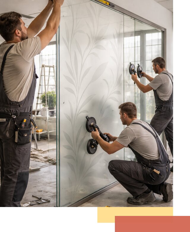 Стеклянные перегородки с рисунком на заказ в Крымске