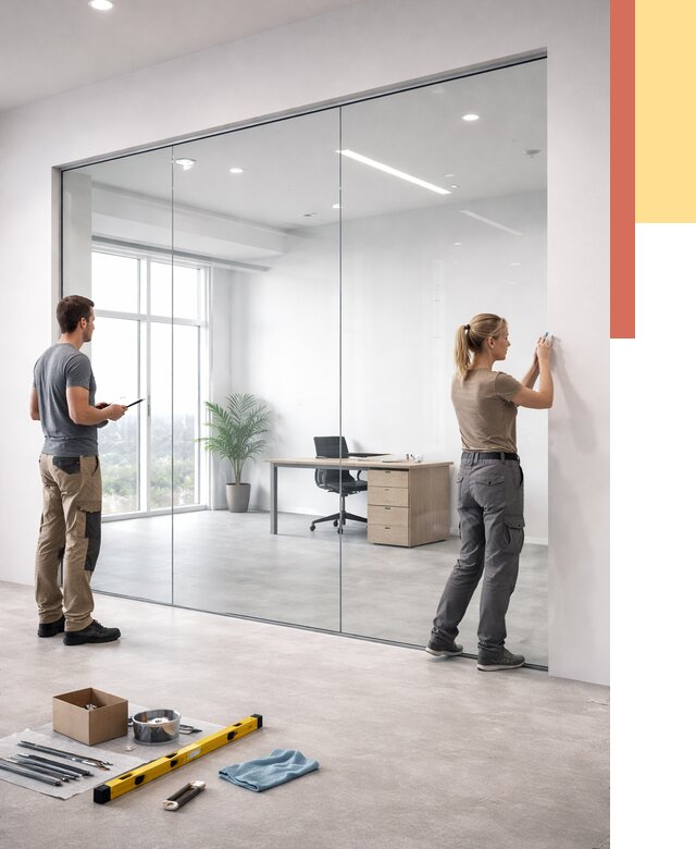 Перегородки из закаленного стекла в Крымске от 9845 руб. под ключ | ОТДЕЛОЧНИК-Крм