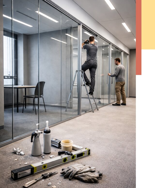 Стеклянные офисные перегородки в Крымске от 8809 руб. — монтаж и установка | ОТДЕЛОЧНИК-Крм