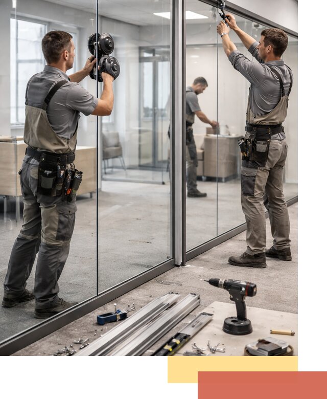 Стеклянные офисные перегородки под ключ в Крымске