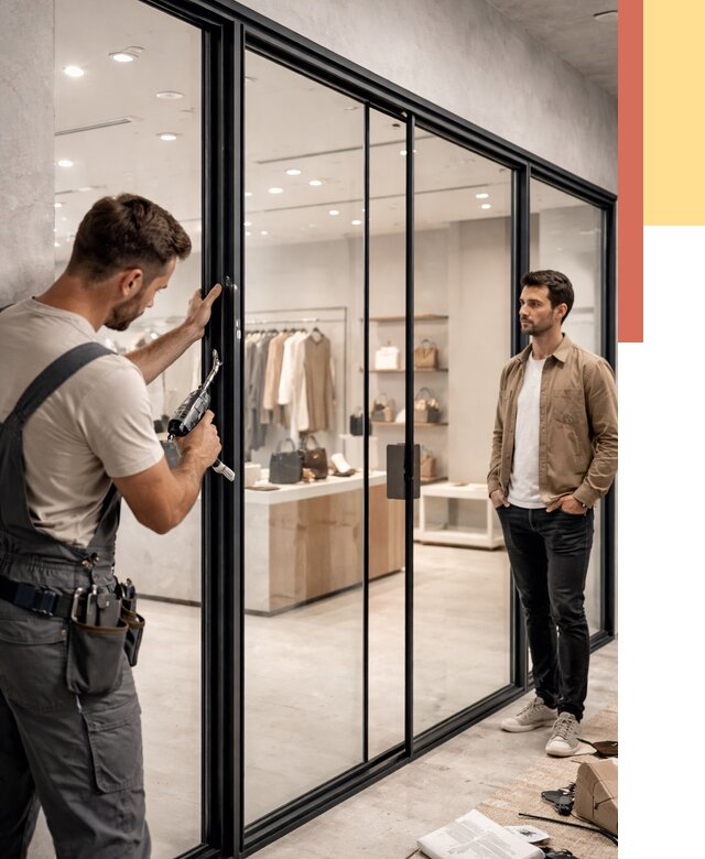 Стеклянные перегородки для магазинов в Крымске от 8498 руб. под ключ | ОТДЕЛОЧНИК-Крм