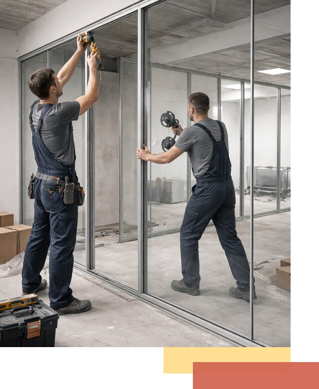 Алюминиевые перегородки со стеклом в Крымске — изготовление и монтаж