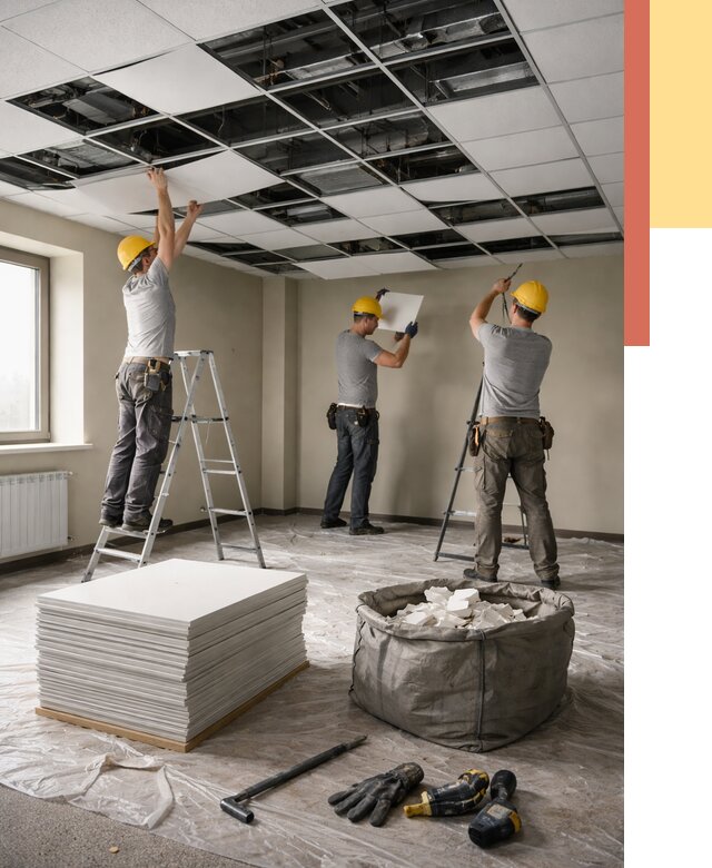 Демонтаж потолка Армстронг в Крымске от 4663 руб. быстро и недорого | ОТДЕЛОЧНИК-Крм