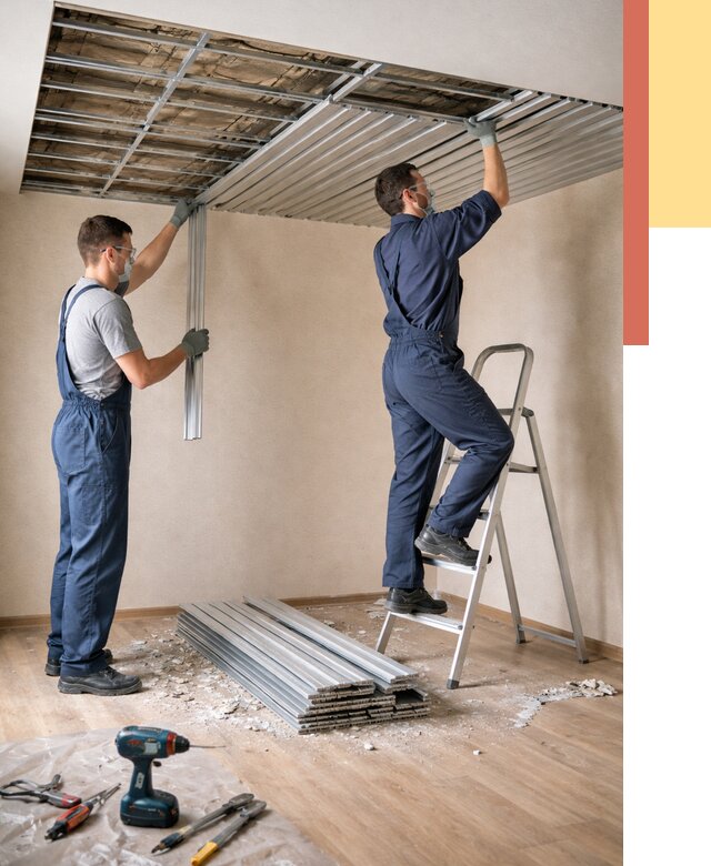 Демонтаж реечного потолка в Крымске от 4663 руб. быстро и недорого | ОТДЕЛОЧНИК-Крм