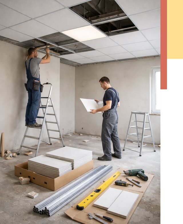 Монтаж потолка армстронг в Крымске от 4663 руб/м2 — быстрая установка под ключ | ОТДЕЛОЧНИК-Крм