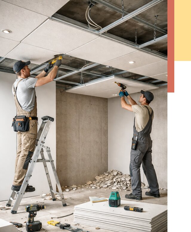 Монтаж акустического потолка в Крымске от 6736 руб/м2 — быстро и недорого | ОТДЕЛОЧНИК-Крм