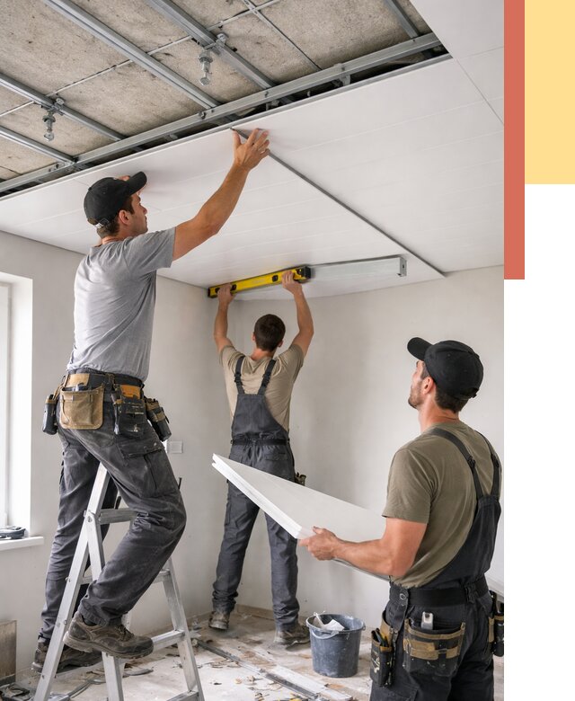 Монтаж потолка из ПВХ панелей в Крымске от 3627 руб./м2 — быстро и недорого | ОТДЕЛОЧНИК-Крм