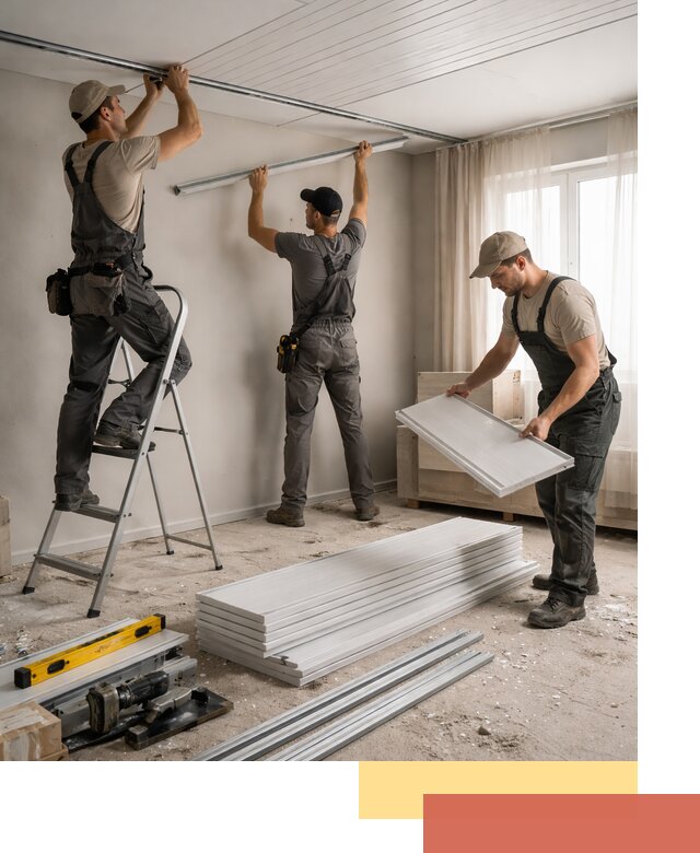 Монтаж потолка из ПВХ панелей в Крымске оперативно и качественно