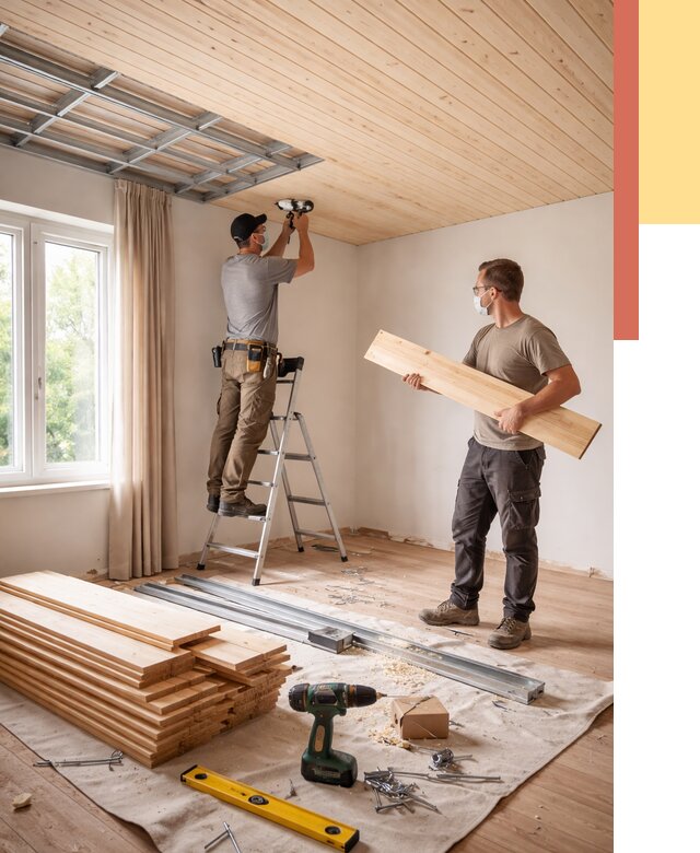 Монтаж потолка из вагонки в Крымске от 6736 руб. | Быстро и недорого — ОТДЕЛОЧНИК-Крм