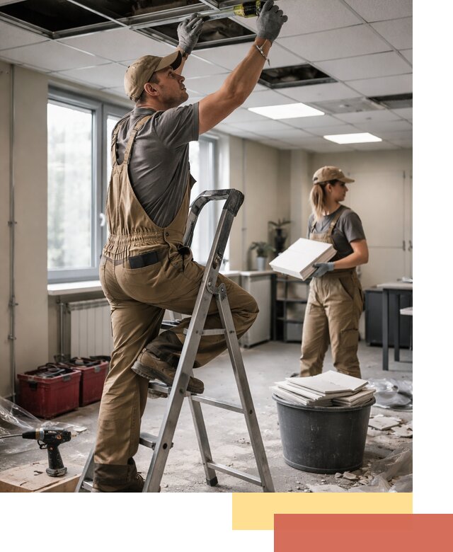 Ремонт потолка Армстронг и замена плит в Крымске