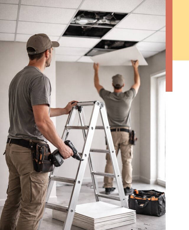 Обслуживание подвесного потолка в Крымске от 3627 руб. — быстро и недорого | ОТДЕЛОЧНИК-Крм