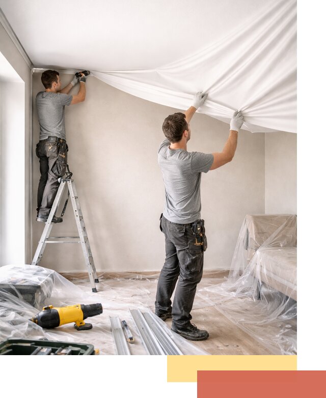 Монтаж тканевого натяжного потолка в Крымске недорого и быстро